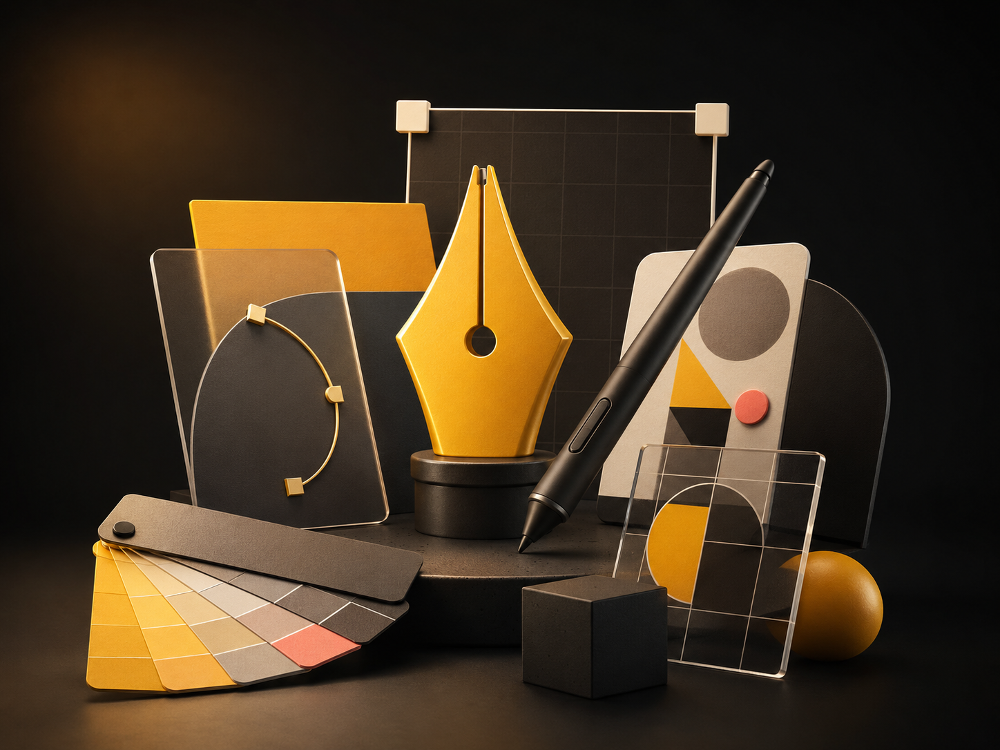 Graphic designing tools and creative workspace